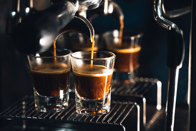 Close-up of coffee beans in glass