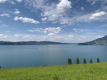 Scenic view of lake against sky