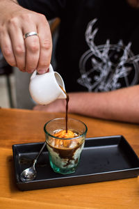 Close-up of tea cup on table