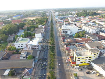 High angle view of city street