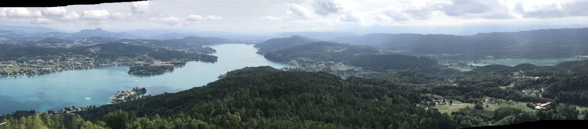 Panoramic view of landscape and mountains against sky