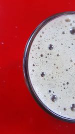 Directly above shot of coffee cup on table