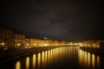 Reflection of illuminated buildings in water