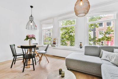 Table and chairs on sofa at home