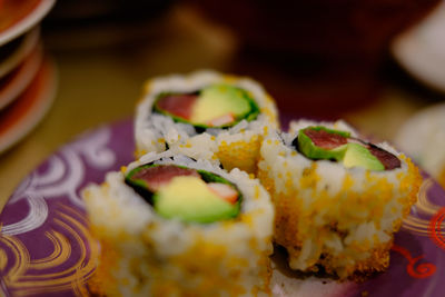 Close-up of sushi on plate