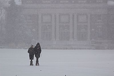 Women walking in snow