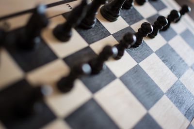 High angle view of chess board