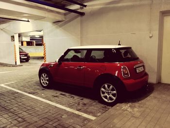 Vintage car in parking lot