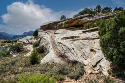 Scenic view of rocky mountains against sky