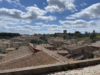 High angle view of townscape against sky