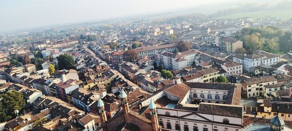 High angle view of townscape against sky