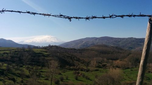 Scenic view of mountains against sky