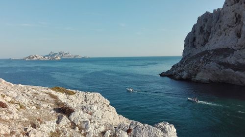 High angle view of sea against sky