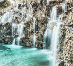 Scenic view of waterfall