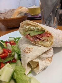 High angle view of meal served in plate