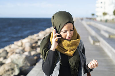 Woman using phone