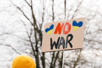 No war signs at a demonstration against the invasion of ukraine