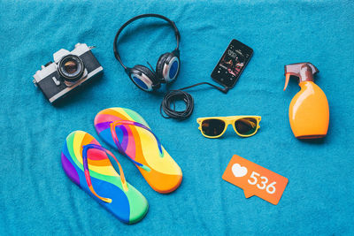High angle view of objects