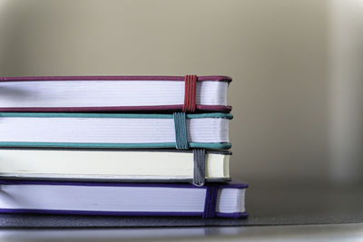 Close-up of books on table