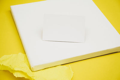 High angle view of papers on table