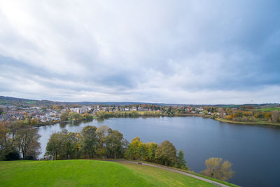 Scenic view of river against sky