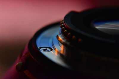 Close-up of camera on table