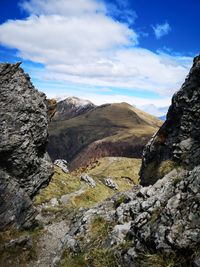 Scenic view of mountains against sky