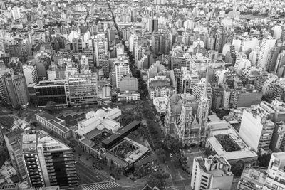 High angle view of buildings in city