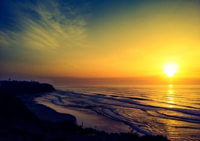 Scenic view of sunset over sea