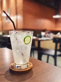 Close-up of empty glass on table