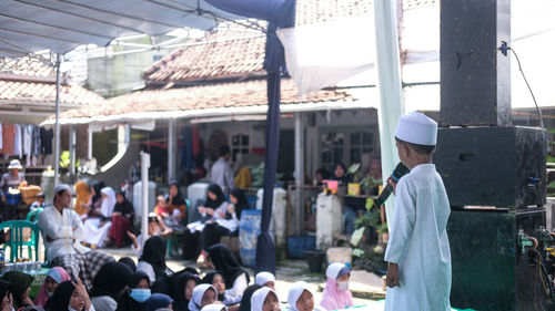 Group of people working at construction site