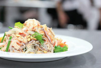 Close-up of salad in plate on table