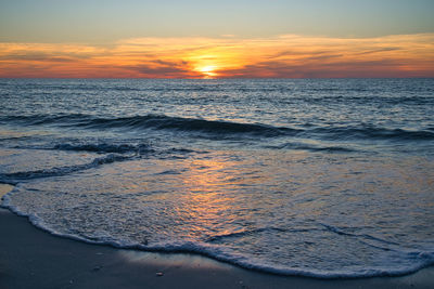 Scenic view of sea against sky during sunset