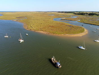 High angle view of sea against sky