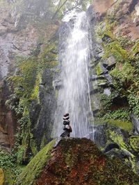 Scenic view of waterfall in forest