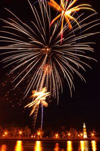 Firework display at night