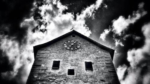 Low angle view of church against cloudy sky