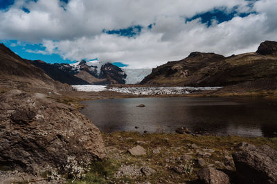 Scenic view of lake against sky