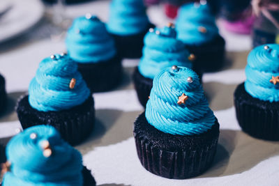 Close-up of cupcakes on table