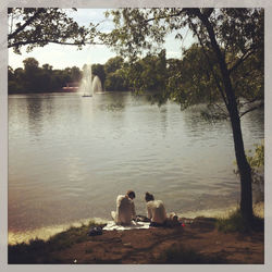 View of people in pond