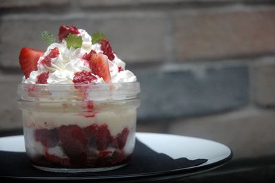 Close-up of eton mess on table