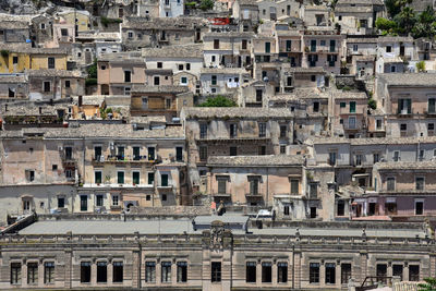 Panoramic view of modica, an old town in sicily region, italy.