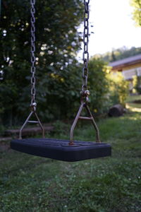 Empty swing in park