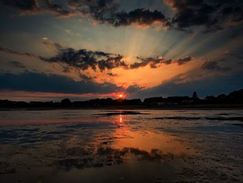 Scenic view of sea against sky at sunset