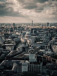 High angle view of buildings in city