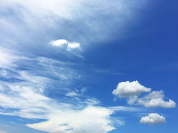 Low angle view of clouds in blue sky