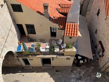 High angle view of residential buildings