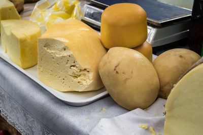 High angle view of bread in container