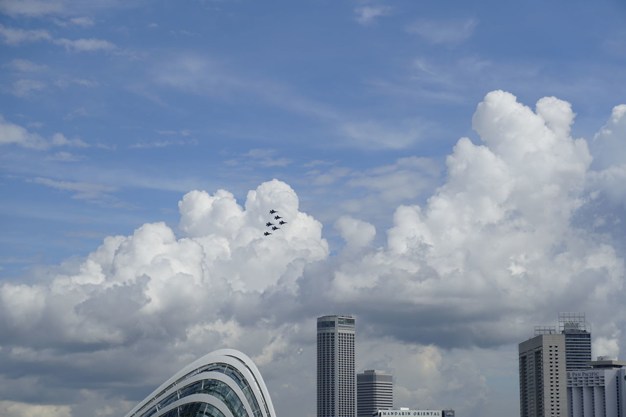 sky, cloud, architecture, building exterior, built structure, city, skyscraper, office building exterior, skyline, horizon, building, nature, day, cityscape, landscape, no people, blue, flying, urban skyline, outdoors, office, travel destinations, travel, tower block, city life