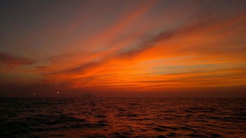 Scenic view of sea at sunset